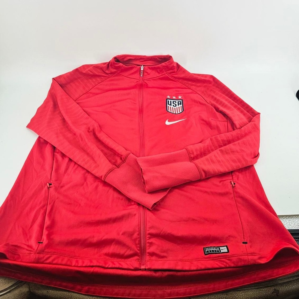 Nike US Soccer Track Jacket Women Large Red USWNT Full Zip AO4653-688